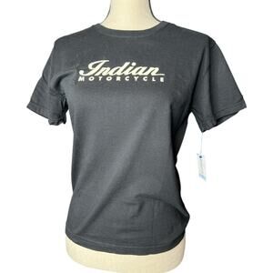 NEW Indian Motorcycle Women's Black T-shirt with White Logo Size S
